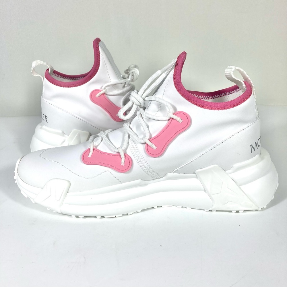 Moncler Lunarove Low Top Sneakers Pull Tab White Pink Size EU 40 US 10 NEW - Picture 12 of 17